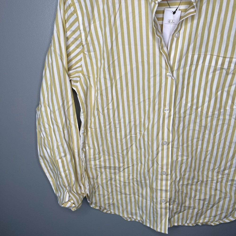 NWT Banana Republic Perfect Poplin - Yellow Stripe - Picture 5 of 11